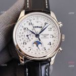 Replica Longines Master Collection Moonphase Leather Strap 40MM Watch With Arabic Markers